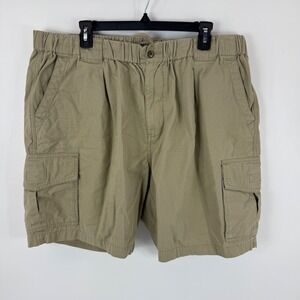 Tommy Bahama Mens XL Khaki Cotton Cargo Shorts Elastic Waist Drawstring Tan